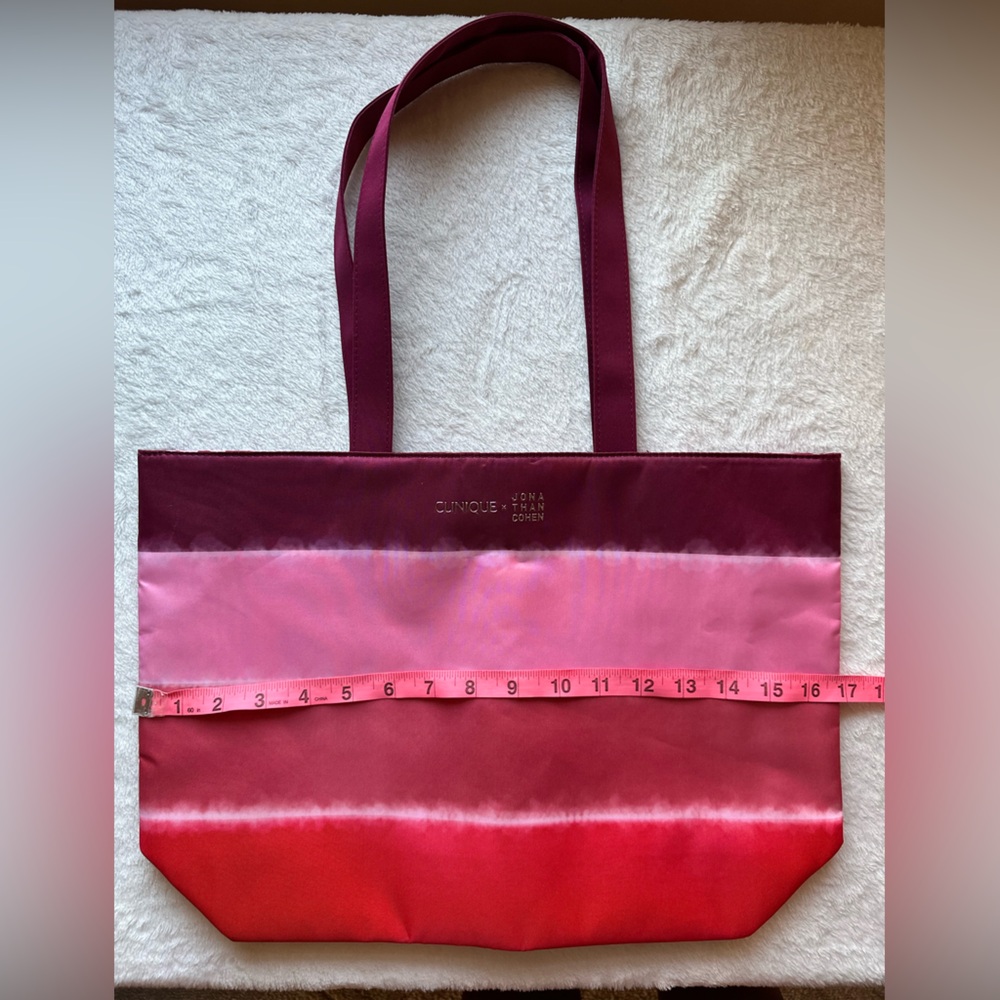 Clinique Ombre Stripe Tote in Pink and Red